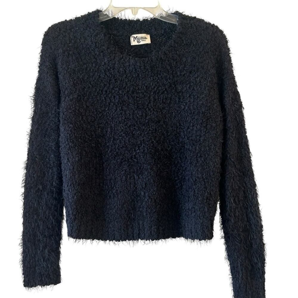Show Me Your Mumu Knubby Knit Black Cropped Sweater Small